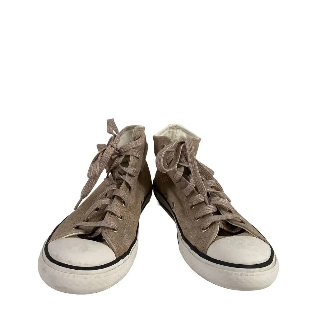 Converse All Star Girls Pink/Beige Metallic Lace Up High Top Sneakers - 4 - Picture 6 of 8